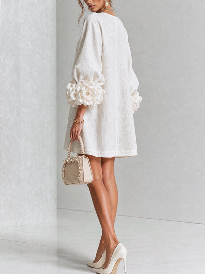 Silvia | Floral Cuff Button Mini Dress