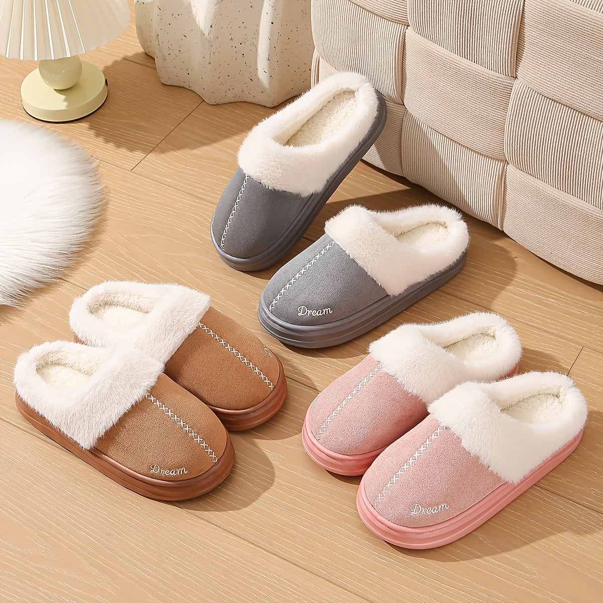 Suze – Cozy fur house slipper with warm lining.