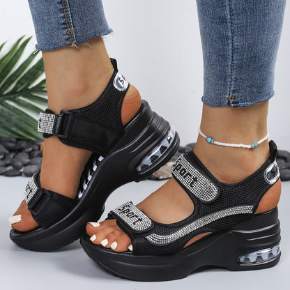 Women’s orthopedic platform sandals with crystals