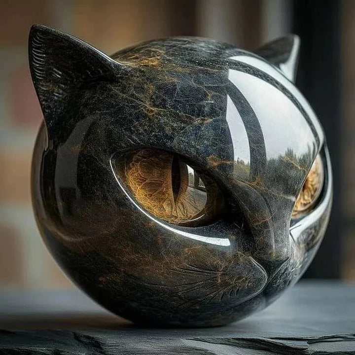 Olyvane – Mystical Black Cat Head Sculpture