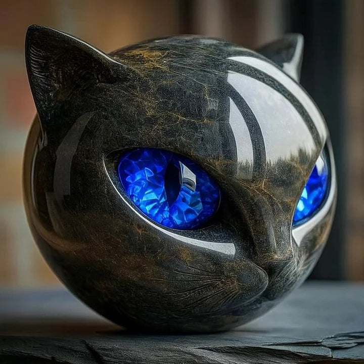 Olyvane – Mystical Black Cat Head Sculpture