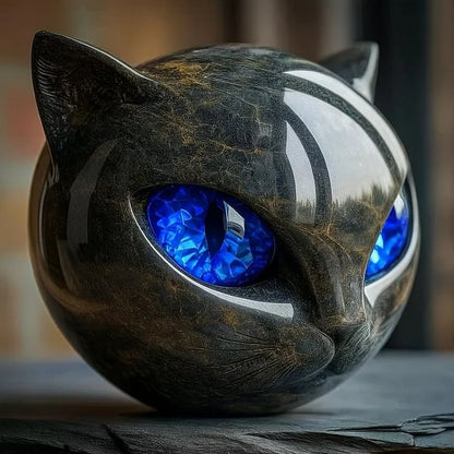 Olyvane – Mystical Black Cat Head Sculpture
