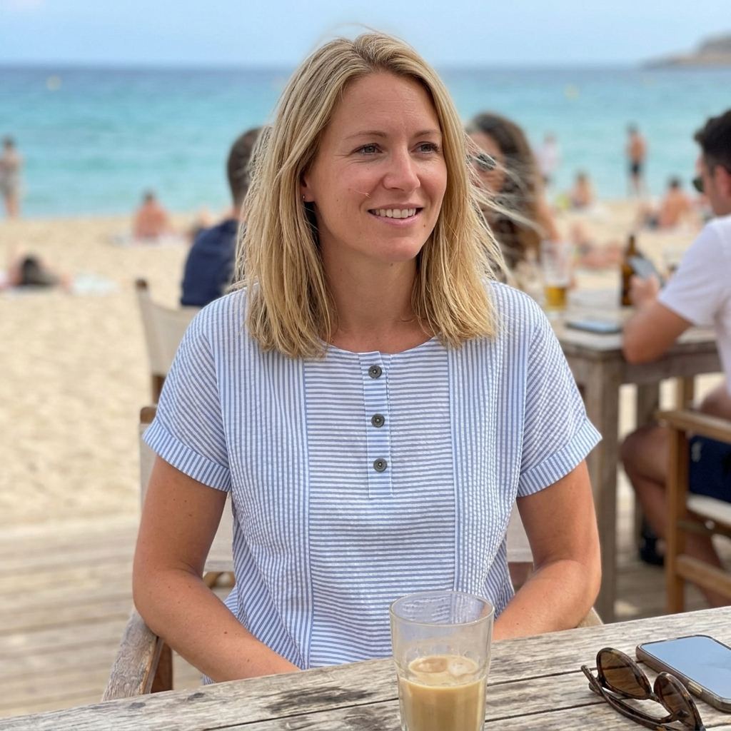 Elodie Gestreepte Blouse - Ronde Hals met Knoopdetail