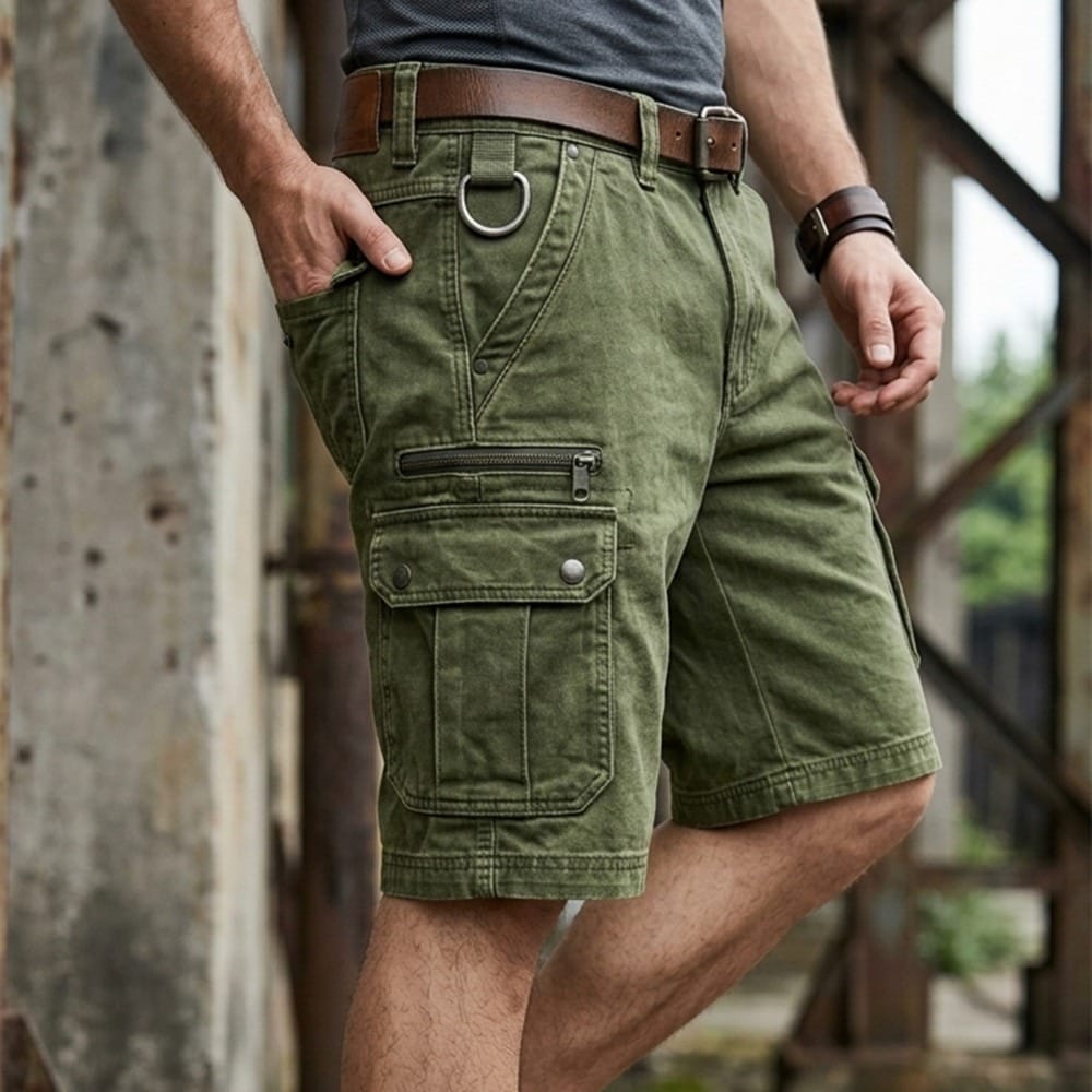Olyvane | Functional Denim Cargo Shorts