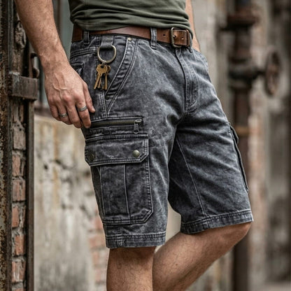 Olyvane | Functional Denim Cargo Shorts