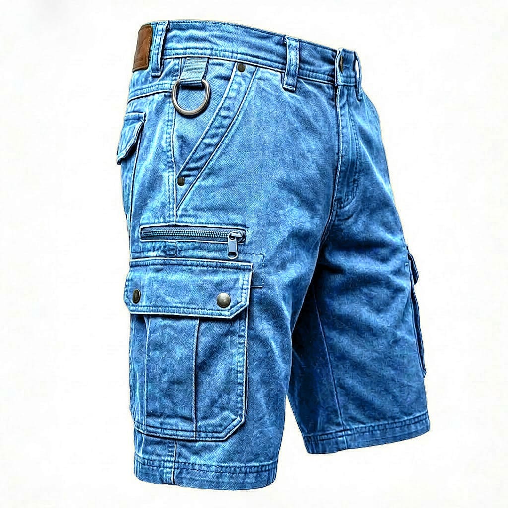 Olyvane | Functional Denim Cargo Shorts
